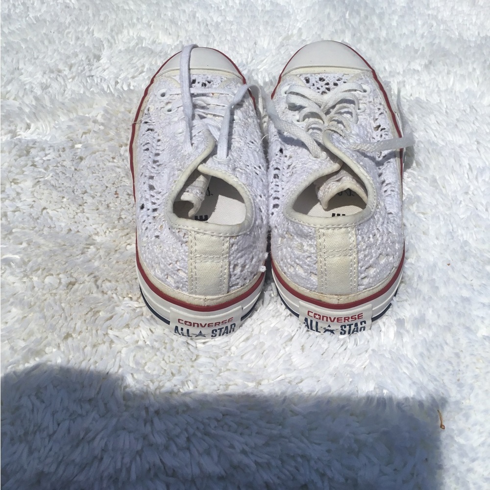 White Lace Converse Sneakers Women’s Size 8 - Picture 2 of 9
